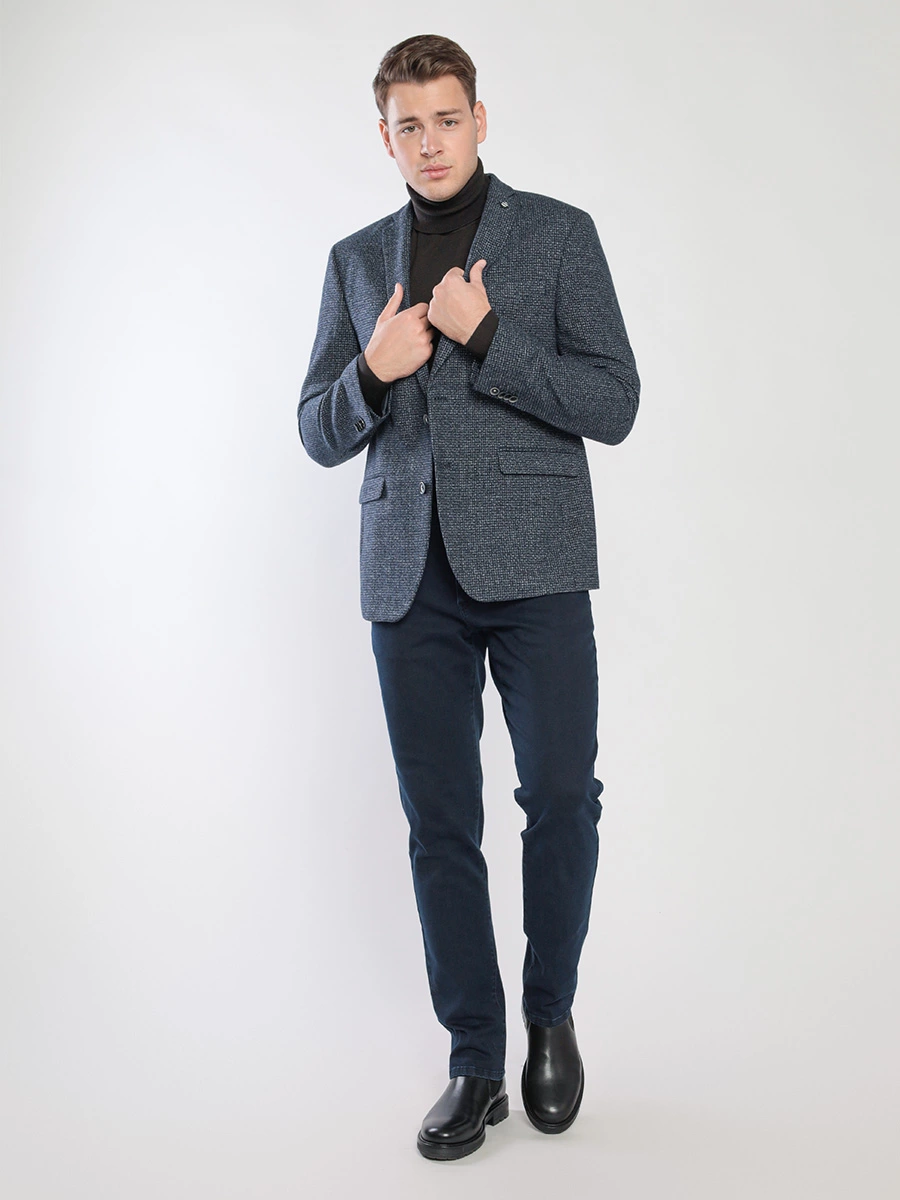 Пиджак однобортный из смесовой шерсти в клетку